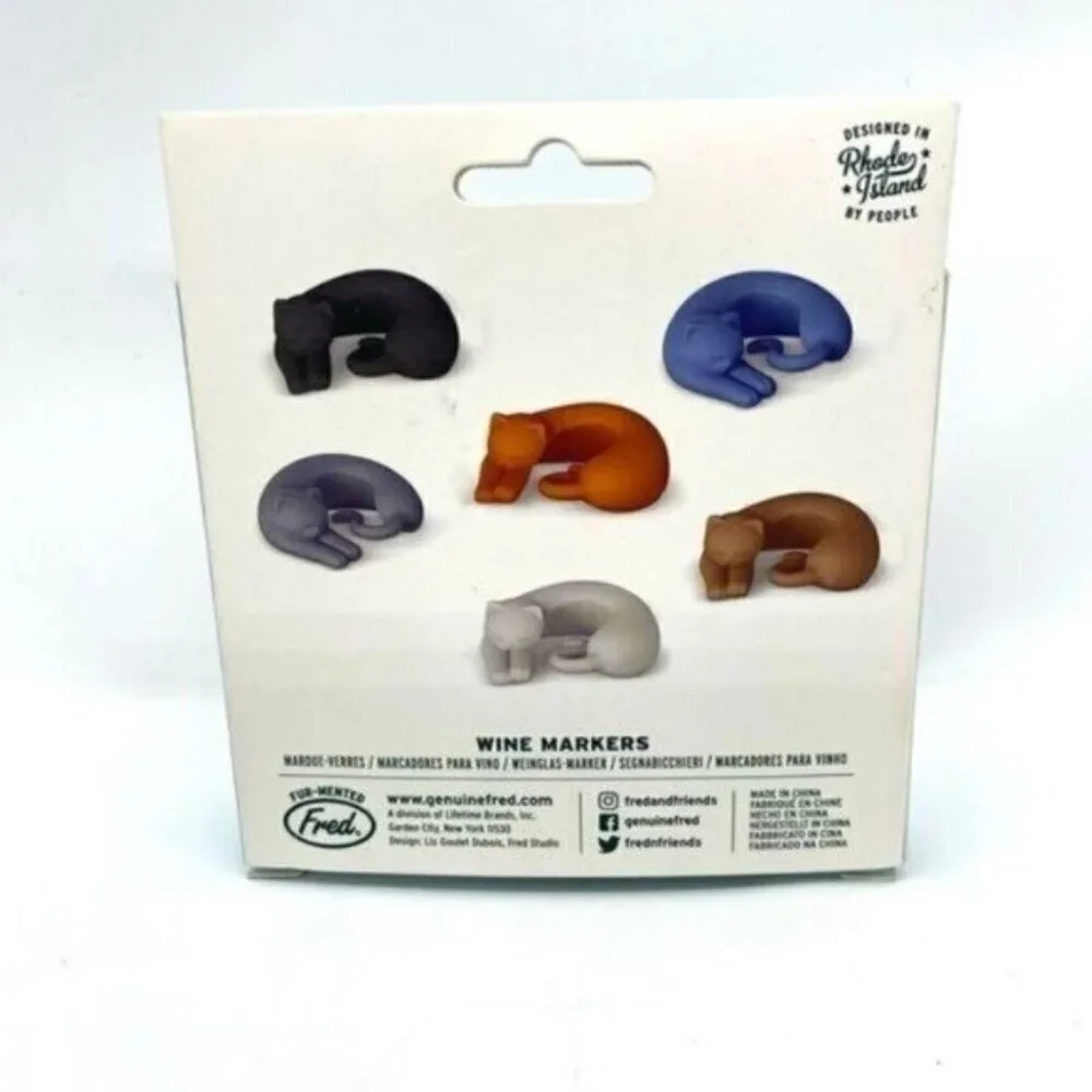 Wine Lives Kitty Drink Markers Set of 6 New